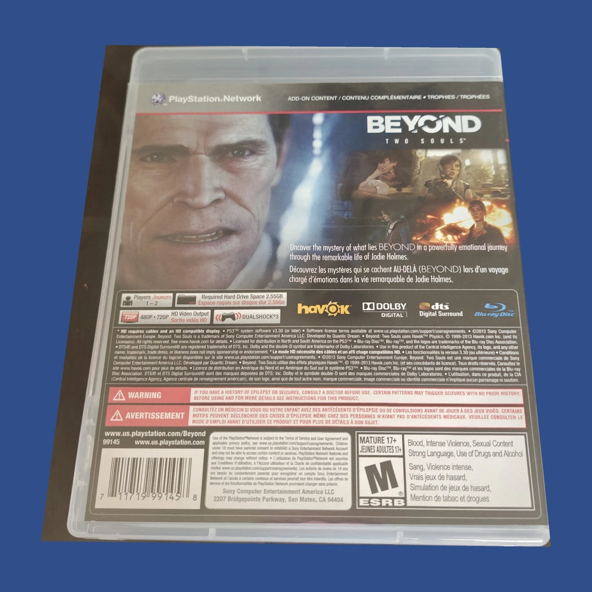 Beyond: Two Souls — dos du boîtier