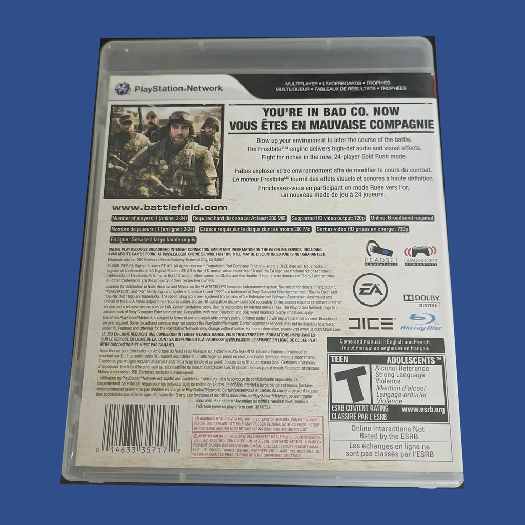 Battlefield: Bad Company — dos du boîtier