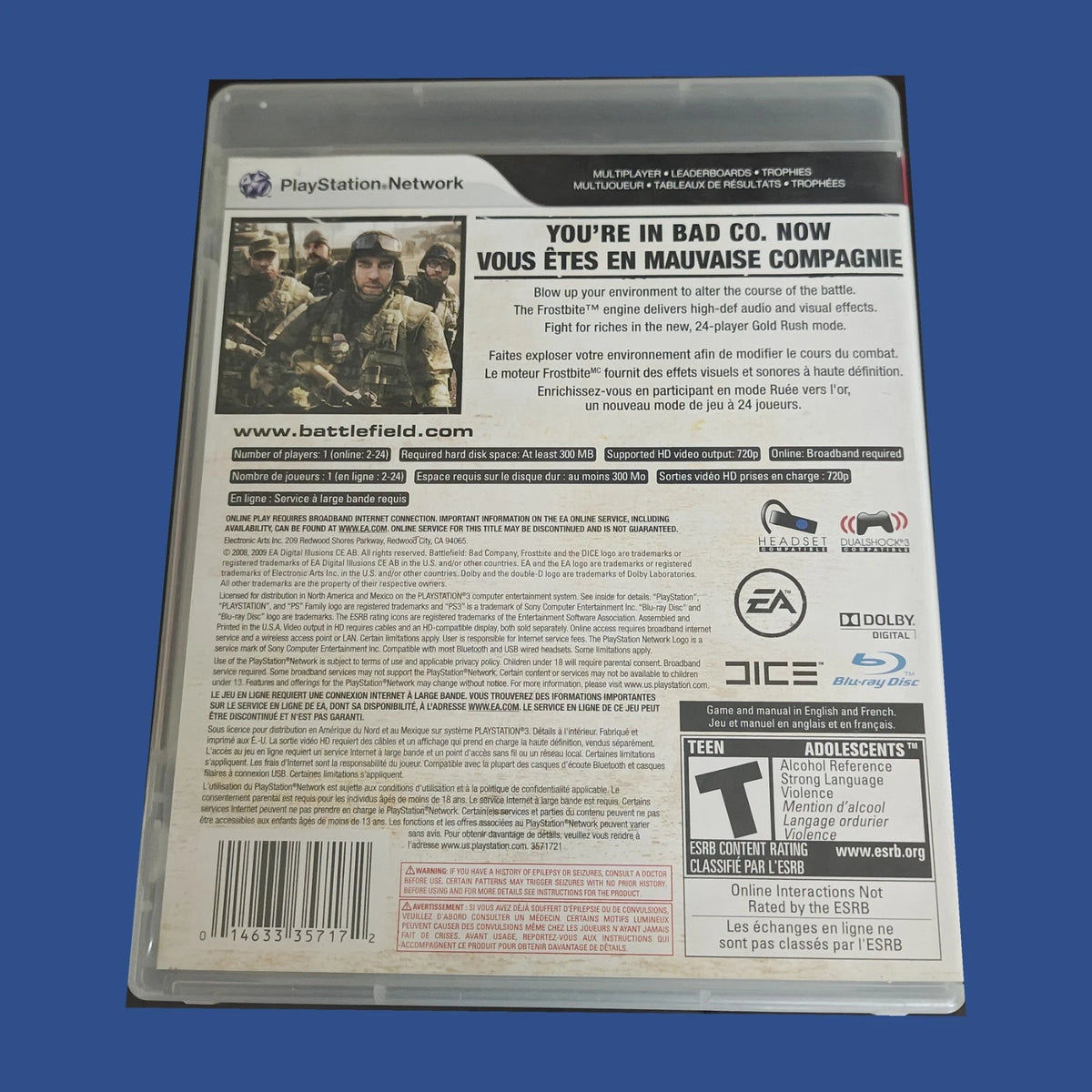 Battlefield: Bad Company — dos du boîtier