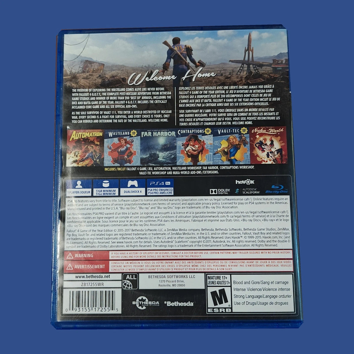 Fallout 4 — Game of the Year Edition — dos du boîtier