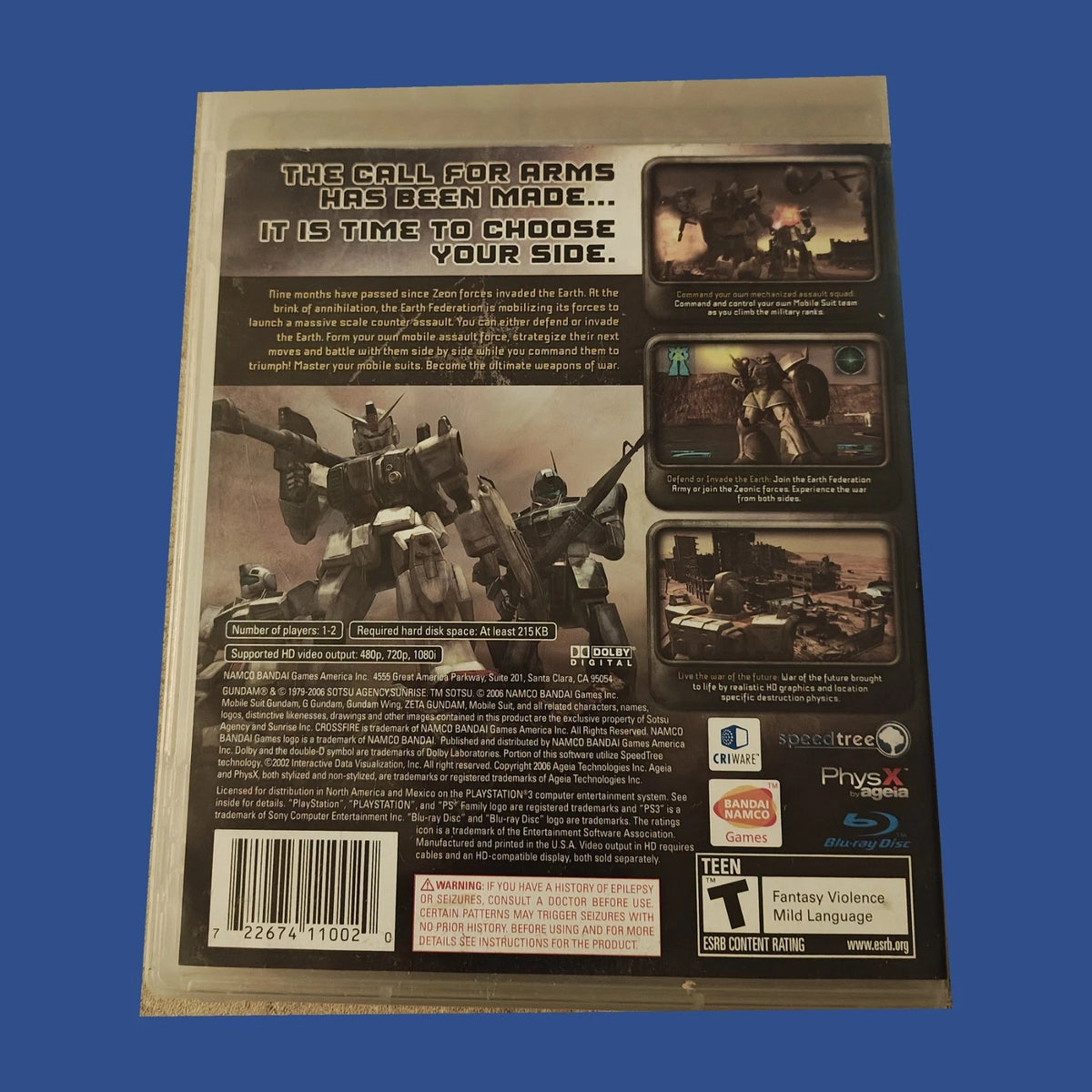 Mobile Suit Gundam: Crossfire — dos du boîtier