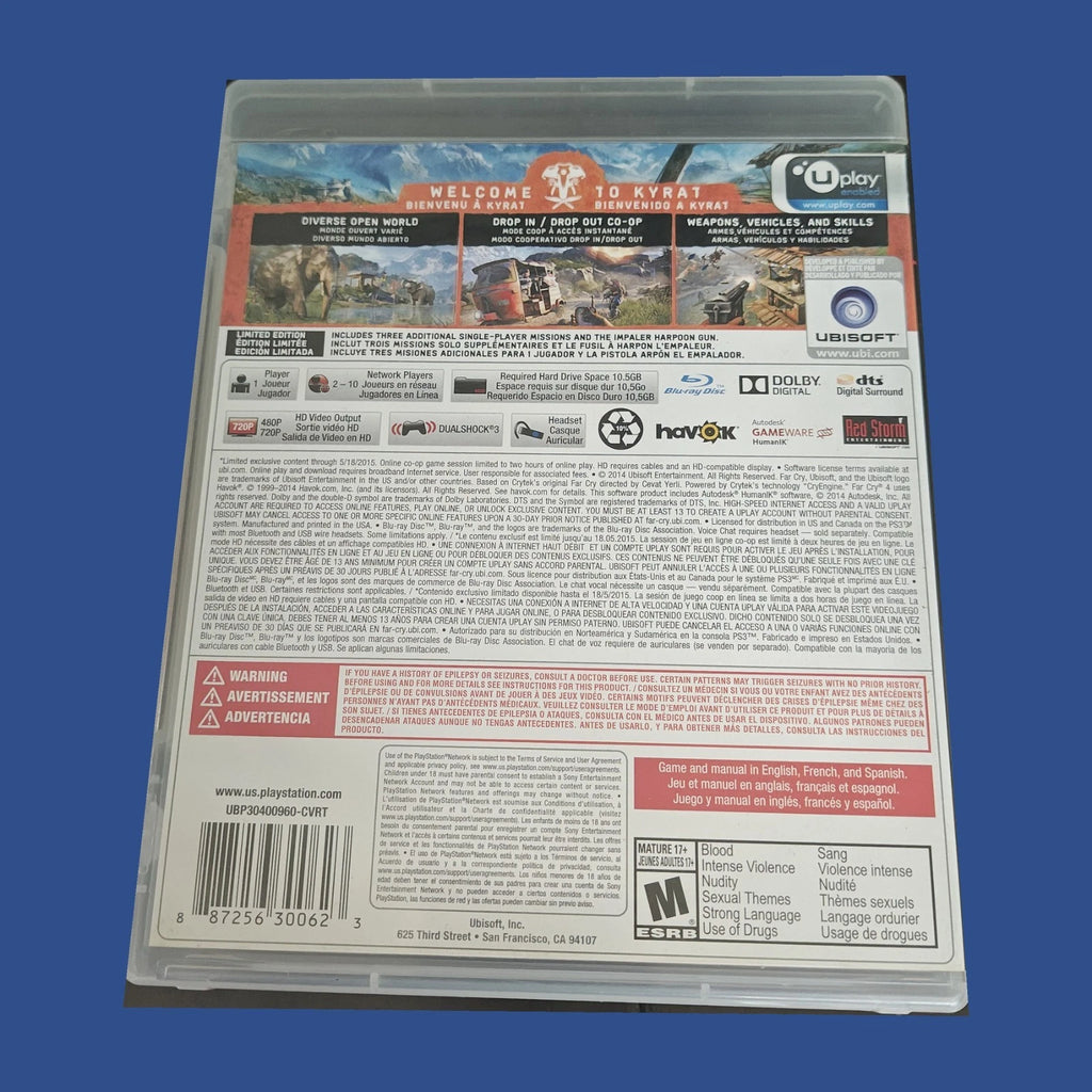 Far Cry 4 — Limited Edition — dos du boîtier