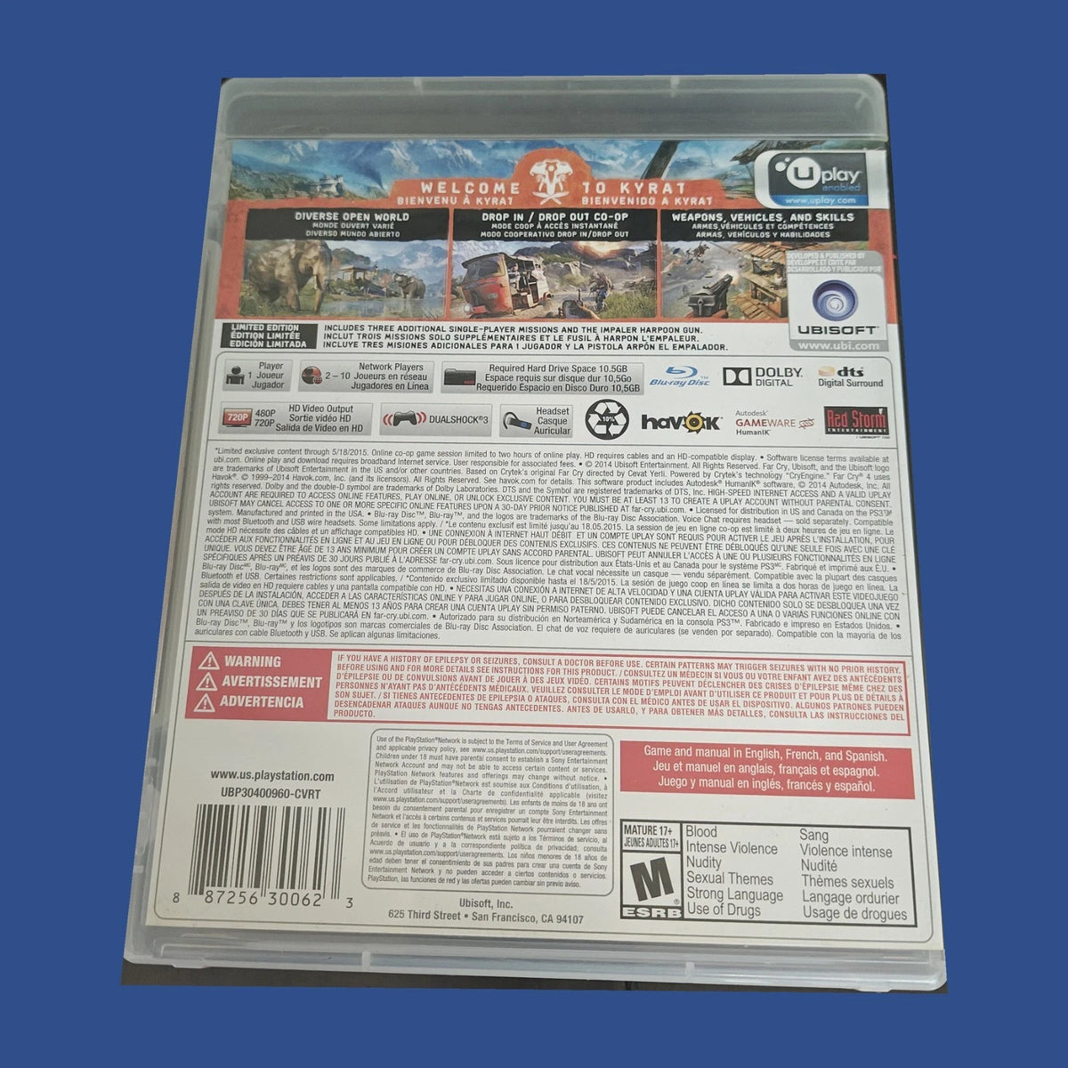 Far Cry 4 — Limited Edition — dos du boîtier