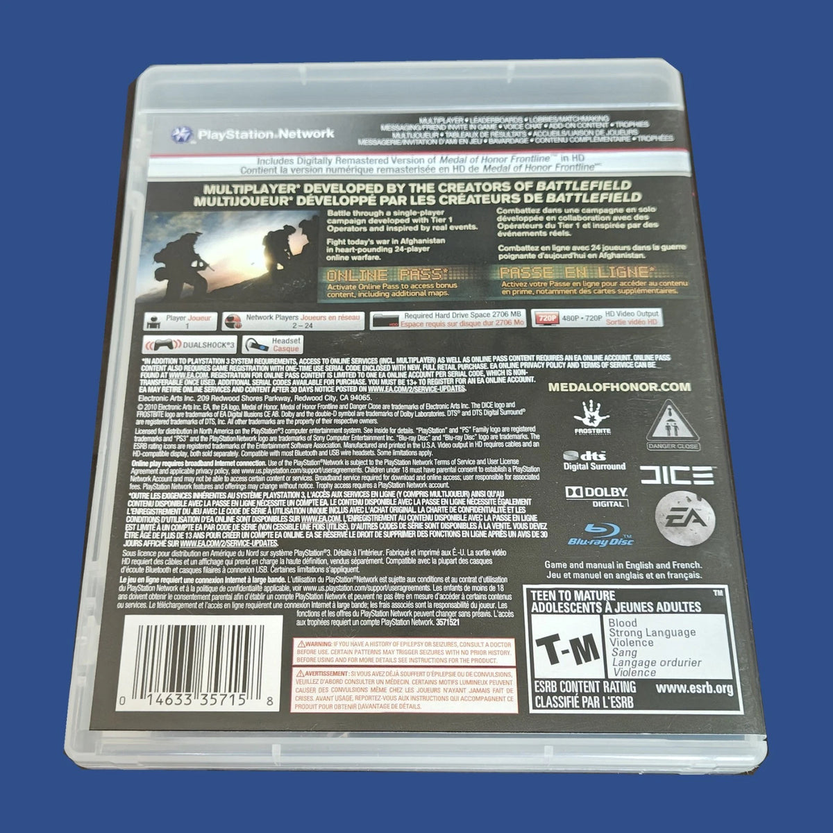 Medal of Honor — dos du boîtier