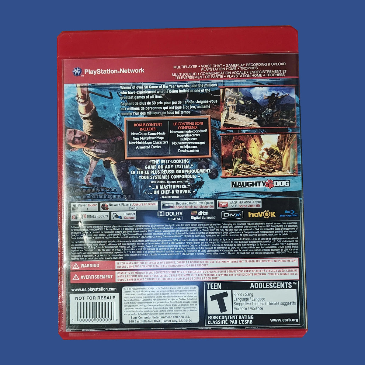 Uncharted 2: Among Thieves — Game of the Year Edition — dos du boîtier