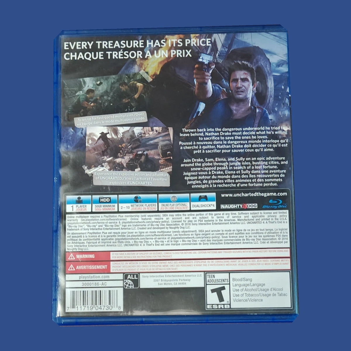 Uncharted 4: A Thief’s End — dos du boîtier