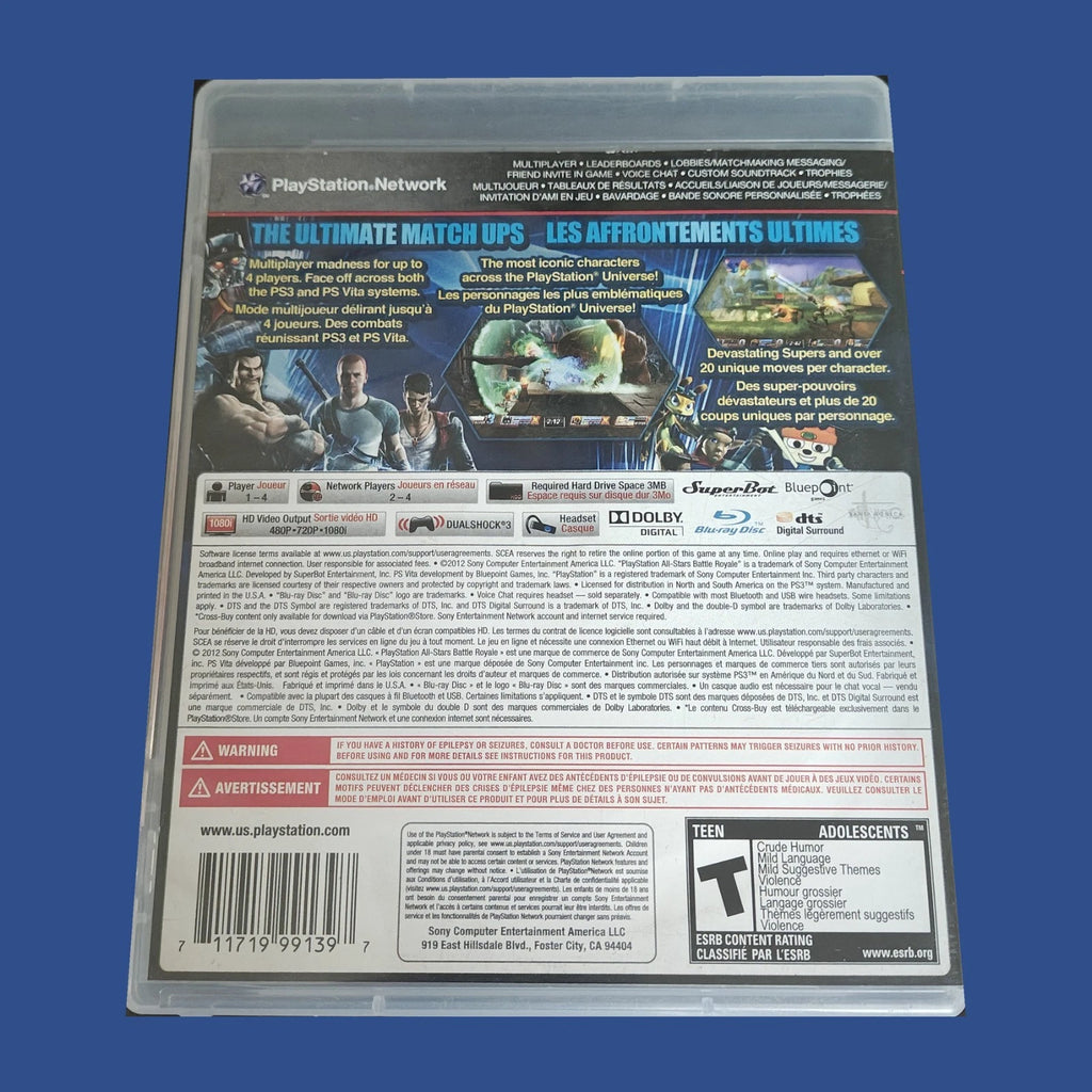 PlayStation All-Stars Battle Royale — dos du boîtier