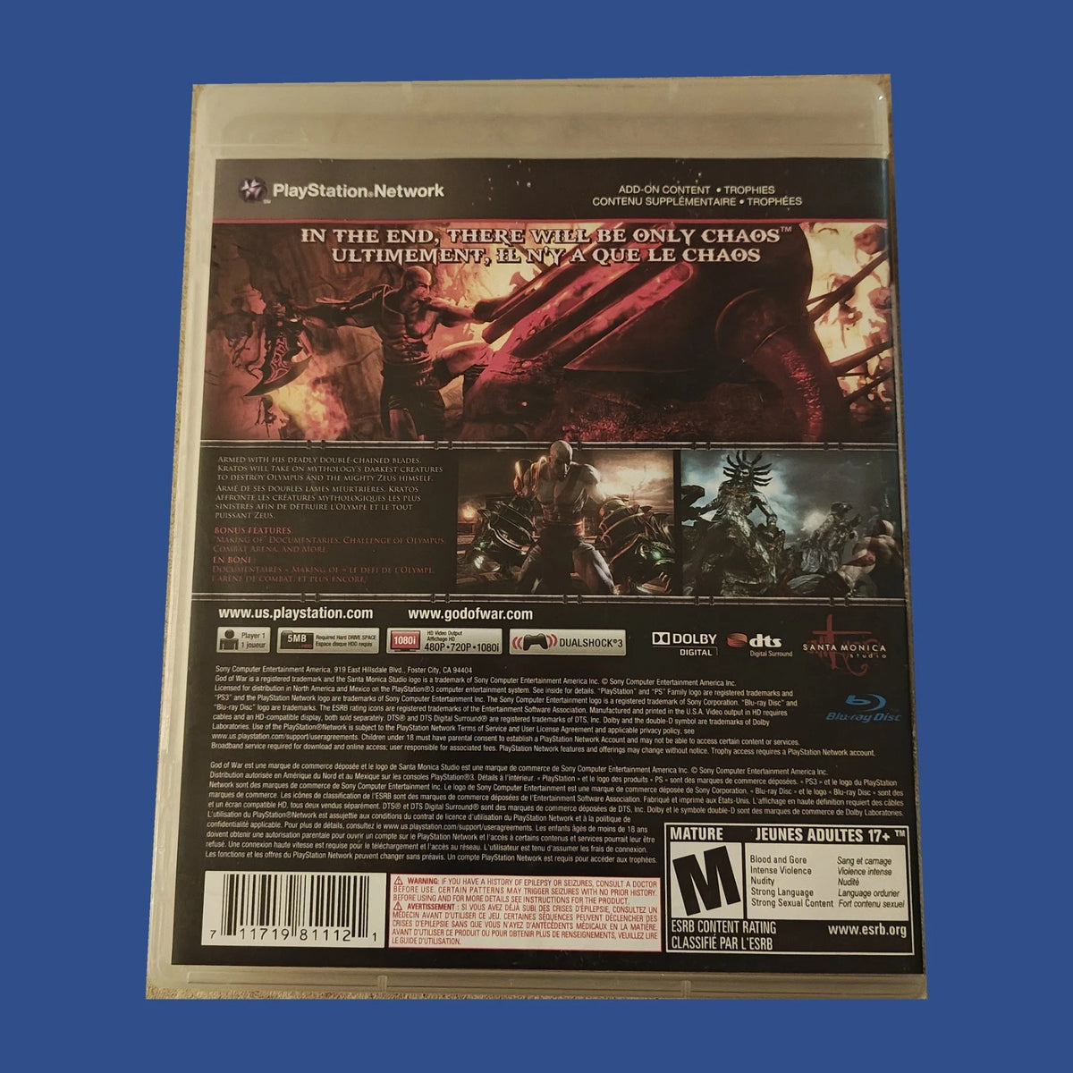 God of War III — dos du boîtier