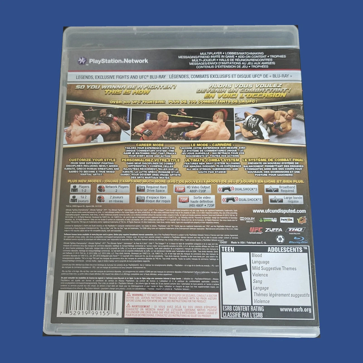 UFC Undisputed 2010 — dos du boîtier